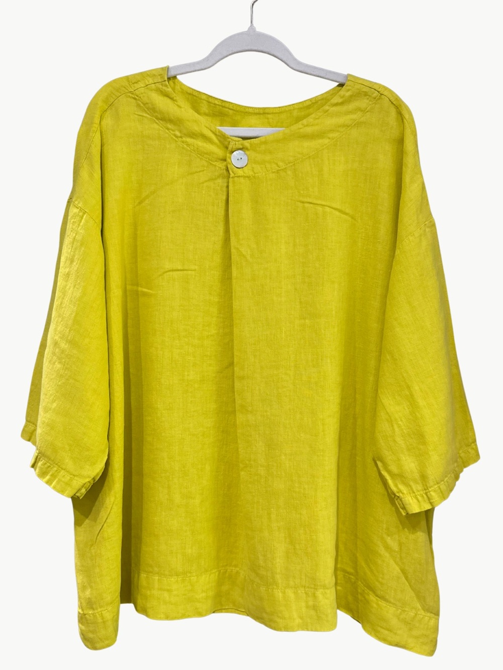 Bryn Walker Linen Boxy Relaxed Oversized Chartreuse Top Lagenlook Contemporary